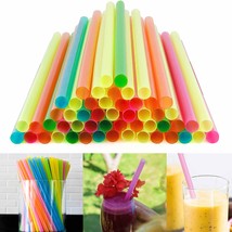 288 Ct Neon Extra Wide Jumbo Straws Multicolor 9&quot; Smoothie Milkshake Par... - $35.14