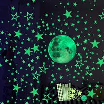 Glow In The Dark Luminous Stars Moon Wall Stickers for Kid Room Decor - $16.50
