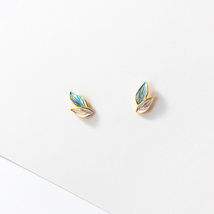 925 Sterling Silver Leaves Stud Earrings, Leaf Stud Earrings，Olive Leaves Earrin - £15.27 GBP