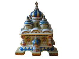 Small Bisque Ceramic Temple Music Box 5&quot; x 5&quot; x 6&quot; Top Comes Off - $15.84