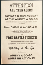 Free Beatles Concert Ticket Promotional Flyer for the Whisky a Go Go 1965  - £162.39 GBP