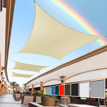 14&#39; X 14&#39; Beige Rectangle Sun Shade Sail Canopy Outdoor Patio Fabric Scr... - $45.44