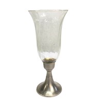 Vintage Solid Brass Candle Holder Large 12.5 in Tall Glass Globe Sconce ... - $25.74