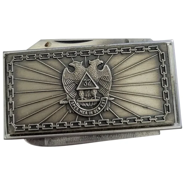 Scottish Rite of Freemasonry Pocket Knife File Money Clip Vintage Masonic   - £53.36 GBP