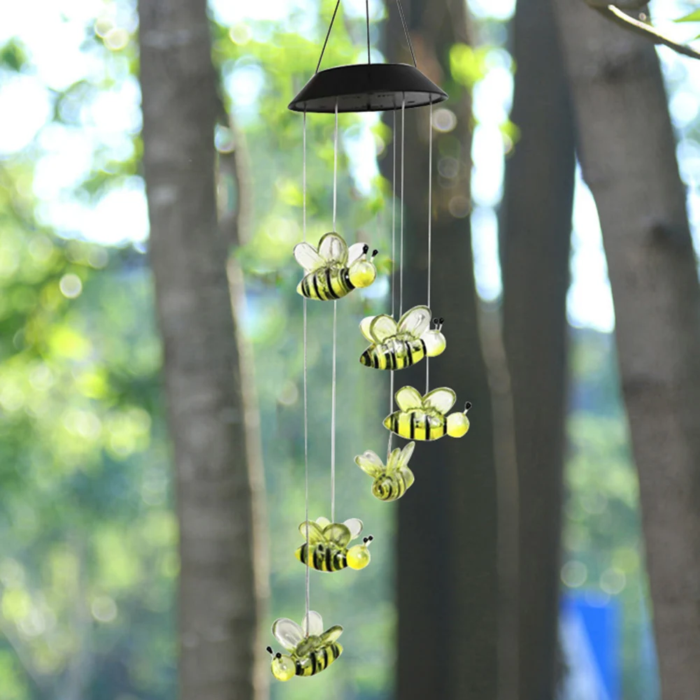 Outdoor Hanging Pendant Wind Bell Lamp Solar Powered Lamp  Wind Chime Outdoor Ga - £53.82 GBP