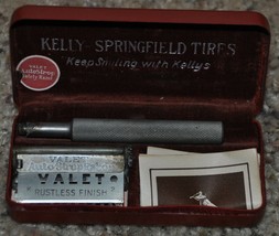 Vintage Valet Autostrop Safety Razor Set in Case Kelly Springfield Tires Ad - $56.09