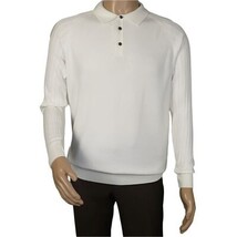 Men's Sweater Knit By BRANGO Turkey Polo Neck Cotton Blend 21228 White image 4