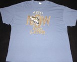 Fish Now Work Later Blue Short Sleeve Graphic T Shirt Mens Size 3XL XXXL... - $19.79