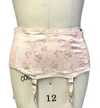 Vintage PINK Floral Cotton Rayon Open Bottom Girdle Damask sz 32 Garter ... - $91.67 CAD