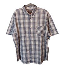 CE Schmidt Workwear Shirt Men&#39;s XXL Blue Gray Plaid Button Down Short Sleeve - £10.99 GBP