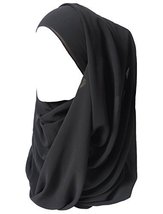 Solid Color Thick Chiffon Muslim Hijab Long Scarf (Black) - $12.77