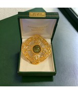 Vintage Connemara Marble 18K Gold Plated Celtic Knot Cross Brooch Pin Ir... - $56.70