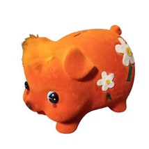 Vtg Nanco Japan Ceramic Flocked Red Pig Piggy Bank Flowers Stopper Plug ... - $18.66