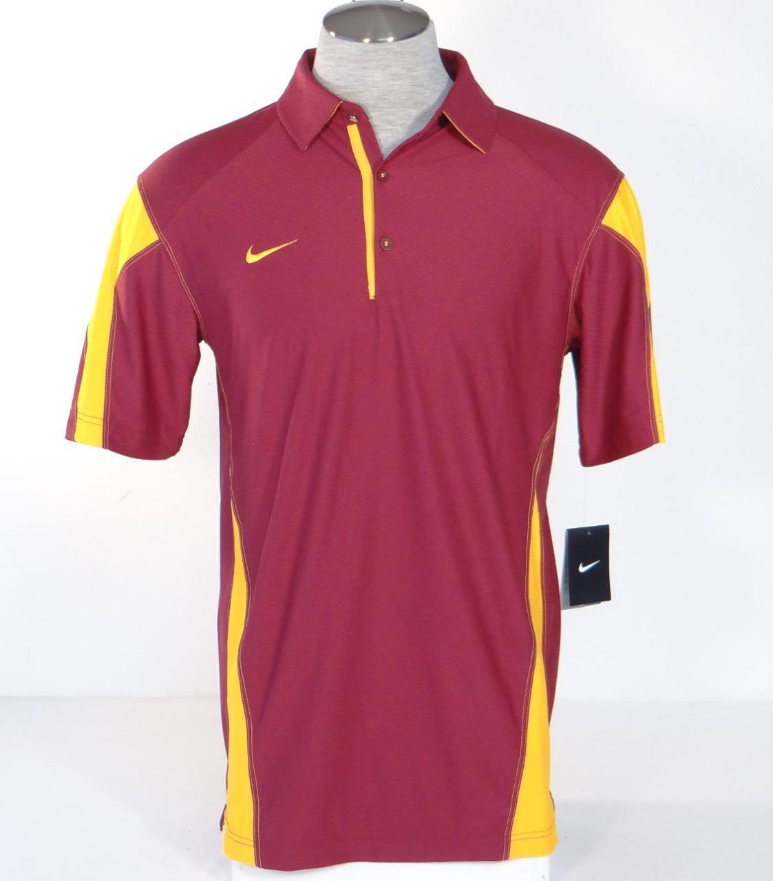Nike Dri Fit Cardinal Red & Yellow Gold Short Sleeve Polo Shirt Men's NWT - £47.84 GBP