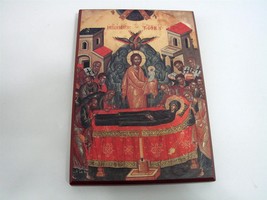Dormition of Theotokos, Byzantine icon, Orthodox Icon - $7.99