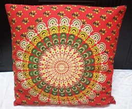 Traditional Jaipur Floral Mandala Pillow, Cushion Cover 16&quot; x 16&quot;, Decor... - $9.99