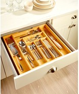 Kitchen Tool and Gadget Utensil Cutlery Expandable Bamboo Drawer Organizer - £31.76 GBP