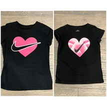 Lot of 2 Nike Tee Girls Toddler Size 6/6x Black with Pink Heart &amp; Swoosh EUC - £14.30 GBP