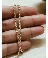 14K Yellow Gold  Rope Chain, Gold Diamond Cut Chain, Gold Necklace, Over Silver - $67.32