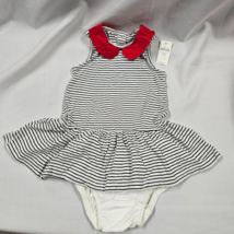 Baby Girl Summer Clothes Dress Gap Black White Stripe Red Collar Preppy ... - £11.07 GBP