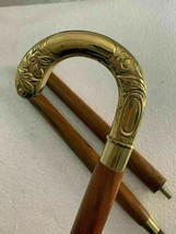 Antique Brass Handle Wooden Walking Stick Cane Vintage Victorian Style H... - £27.65 GBP