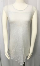 Zara Collection Sleeveless Top Cap Sleeve Gray Linen Knit Chiffon size M... - $18.78