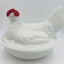 Westmoreland Nesting Hen Dish Milk Glass Covered Vintage Art Decor 1950 - $22.50