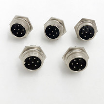 5 Pcs 6 Pin Ham &amp; Cb Radio Mic Microphone Connector Male Panel Chassis Mount - £14.14 GBP