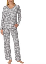Nautica Women&#39;s 2 Piece Fleece Pajama Sleepwear Set Color: Grey/White, Size: XS - £31.37 GBP