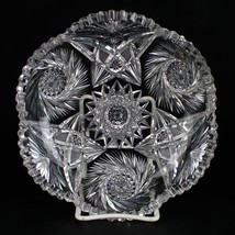 American Brilliant FB Tinker Trophy Cut Low Bowl, Antique ABP Glass c.1910 8&quot; - £38.56 GBP