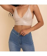 Faux Leather Longline Bralette Oatmeal Large - $27.08 CAD