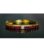 Antique Victorian Era 6CT Ruby Diamond 18k Yellow Gold Over 7.5&quot; Bangle ... - €154,19 EUR