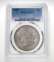 1897 Morgan Dollar Classé Par PCGS Comme MS65 Superbe Pièce de Monnaie - £340.99 GBP