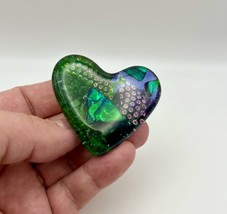 Handmade Dichroic Glass Heart Object de Arté Keepsake- “You Are Loved&quot; #... - $45.00