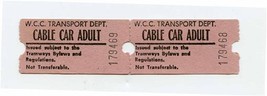 Pair of W C C Transport Dept Cable Car Adult Tickets Wellington New Zealand  - £21.72 GBP