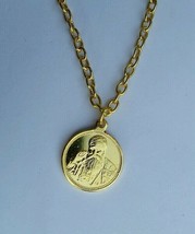 Gold tone two in one punjabi sikh guru nanak gobind singh ji pendant + chain c4 - $6.64