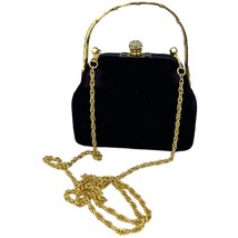 Purple Velvet clutch purse decorative crystal clasp handbag chain should... - $26.73