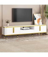 White 85&quot; TV Stand Entertainment Center w/ Storage &amp; Drawers - $425.02 CAD
