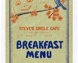 Steve&#39;s Circle Cafe Menu at the Circle Waco Texas 1950&#39;s - $47.52
