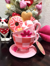 Valentines Pink Teacup Mug with Donuts Resin Figurine - $32.99
