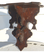 Antique Hand Carved Swiss Black Forest Bracket or Clock Shelf, &#39;&#39;DEER ST... - $198.00