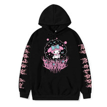 Large Black Pink Melody Hoodie Kawaii Pullover Sweatshirt Hello Kitty Japanese - £23.70 GBP