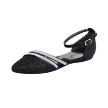  FUZZY Hallie Women Wide Width Pointed Toe Ankle Strap Buckle Dress Flats  - £48.18 GBP