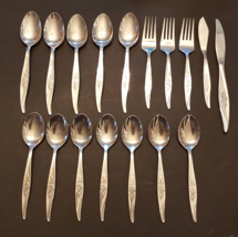 Avon Rose Spoon Fork Knife LOT Stainless Flatware Floral Hanford Forge Korea - £36.95 GBP