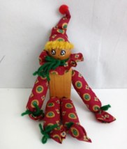 Vintage Handmade Wooden &amp; Fabric Clown Shelf Sitter 7&quot; Clown - €8,52 EUR