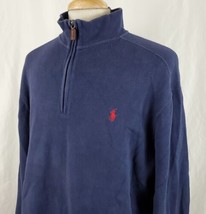 Polo Ralph Lauren Sweater Men&#39;s XL 1/4 Zip Mock Neck Cotton Blue Long Sl... - £18.75 GBP