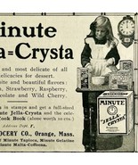 1904 Minute Jella Crysta Gelatin Dessert Advertisement Ephemera 4.75 x 3... - £10.21 GBP