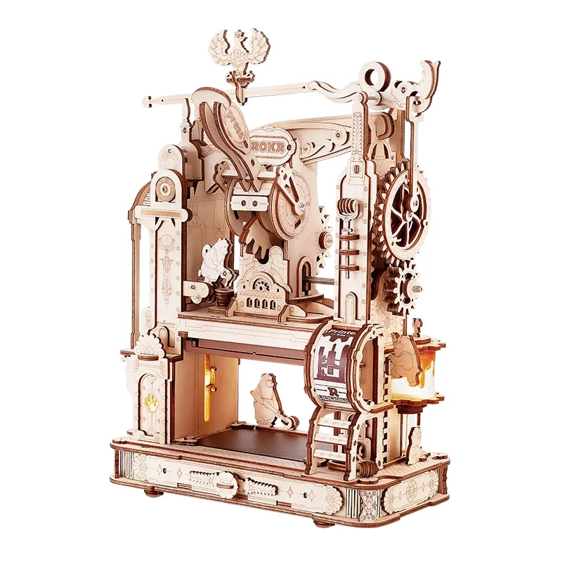 3D Printing Press DIY Puzzle Gifts for Boyfriend Family Wooden Toys with LED - £179.98 GBP