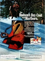 1981 Marlboro Cigarettes Hudson&#39;s Bay Coat Vintage Print Ad Cowboy Wall Art - £8.47 GBP