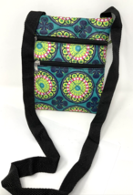 Teal, Navy, Pink Floral Print Quilted Crossbody Rectangular 6&quot;Wx 8&quot;Hx.5&quot;D - $231.44 MXN